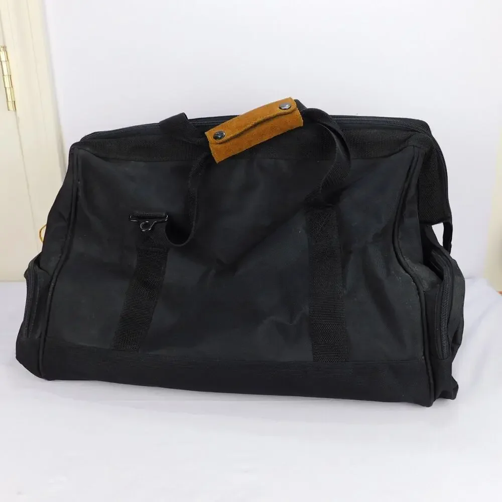 Vintage 90s B.U.M. Equipment Black Duffel Gym Travel Bag Shoulder Strap Black